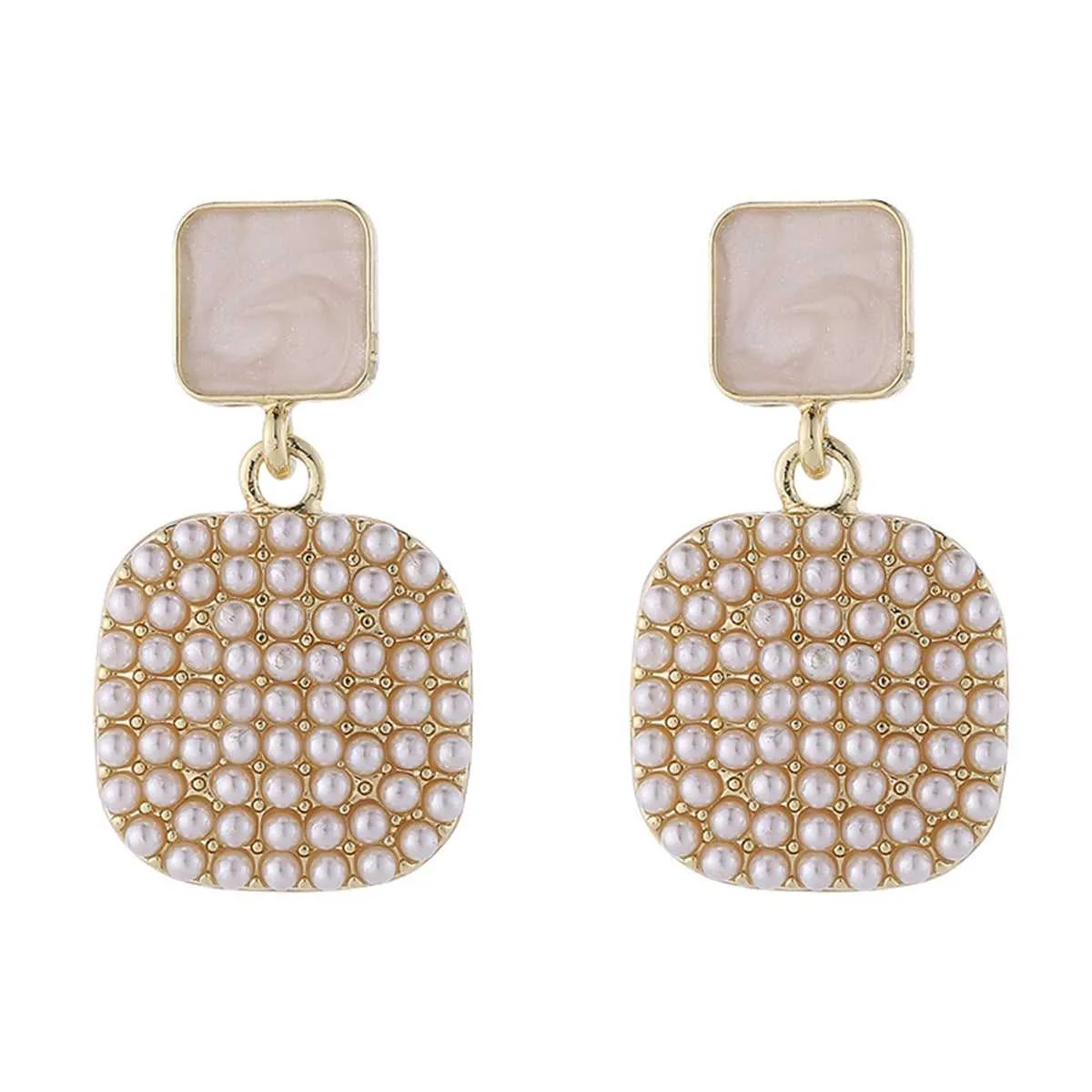 Enamel & Pearl Goldtone Square Drop Earrings sold by Zulily product image thumbnail 3