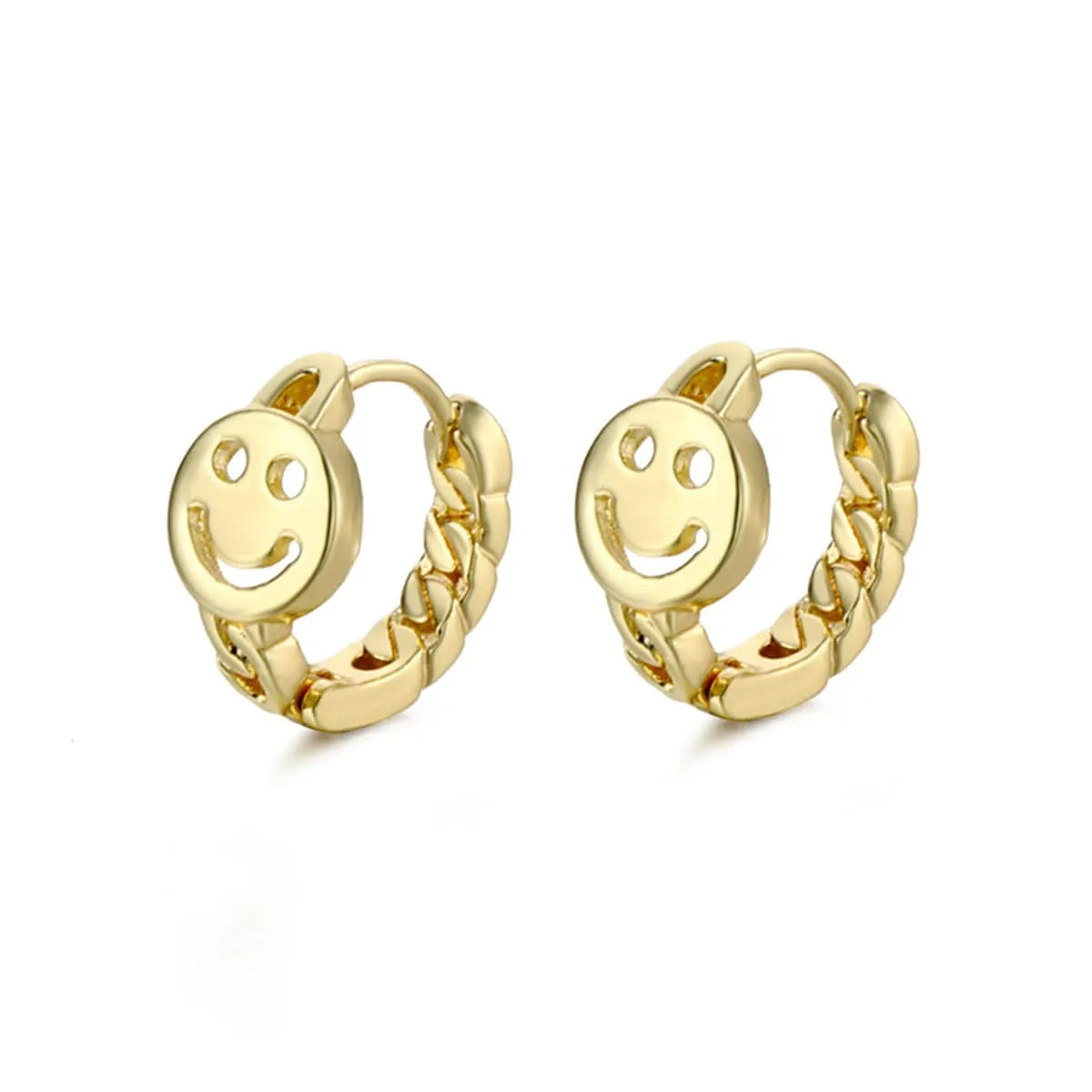 Goldtone Openwork Smile Huggie Earrings sold by Zulily
