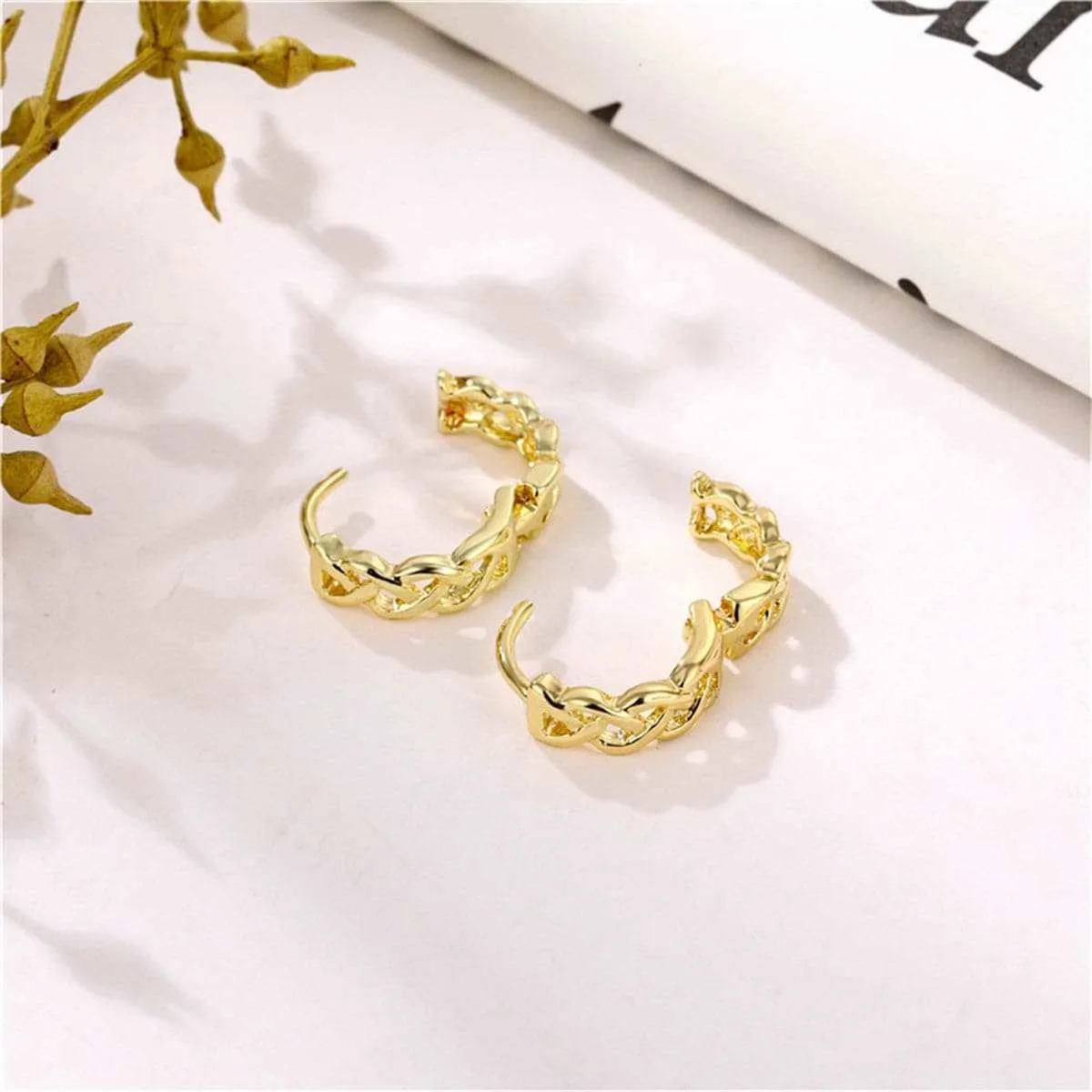 Goldtone Chain Huggie Earrings sold by Zulily product image thumbnail 3