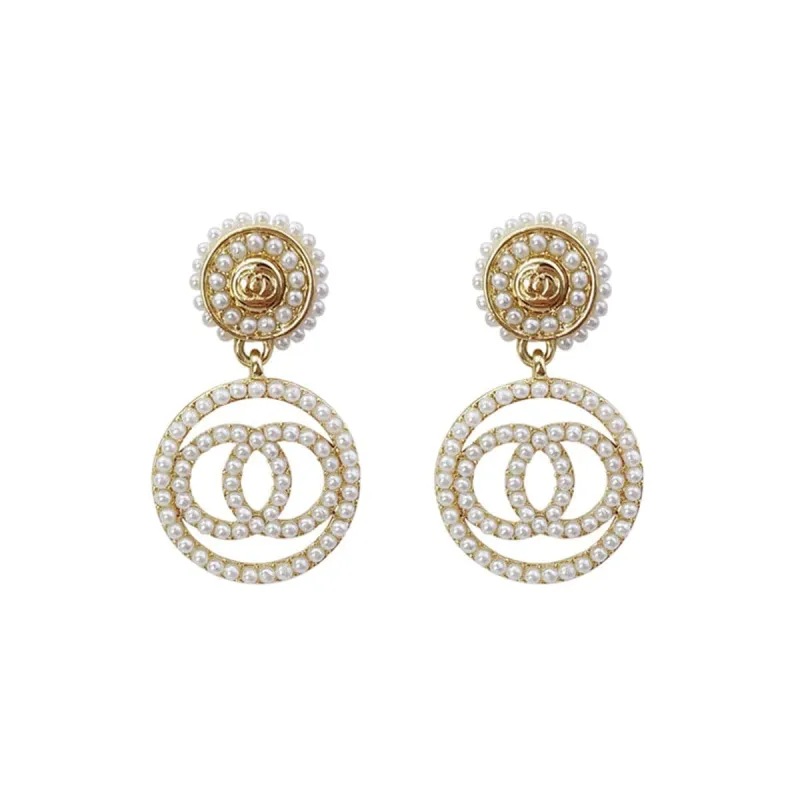 Pearl & Goldtone Interlocked Drop Earrings made by Zulily
