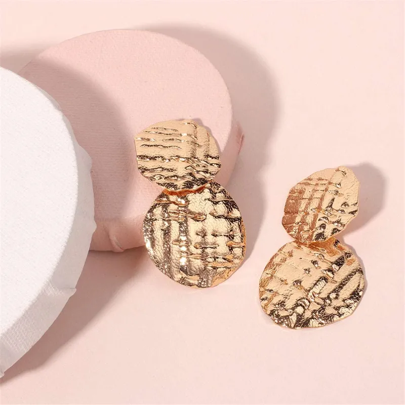 Goldtone Textured Medallion Drop Earrings made by Zulily
