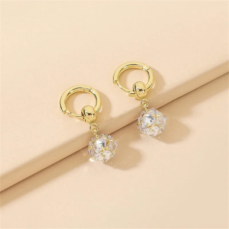 Crystal & Goldtone Ball Huggie Earrings made by Zulily