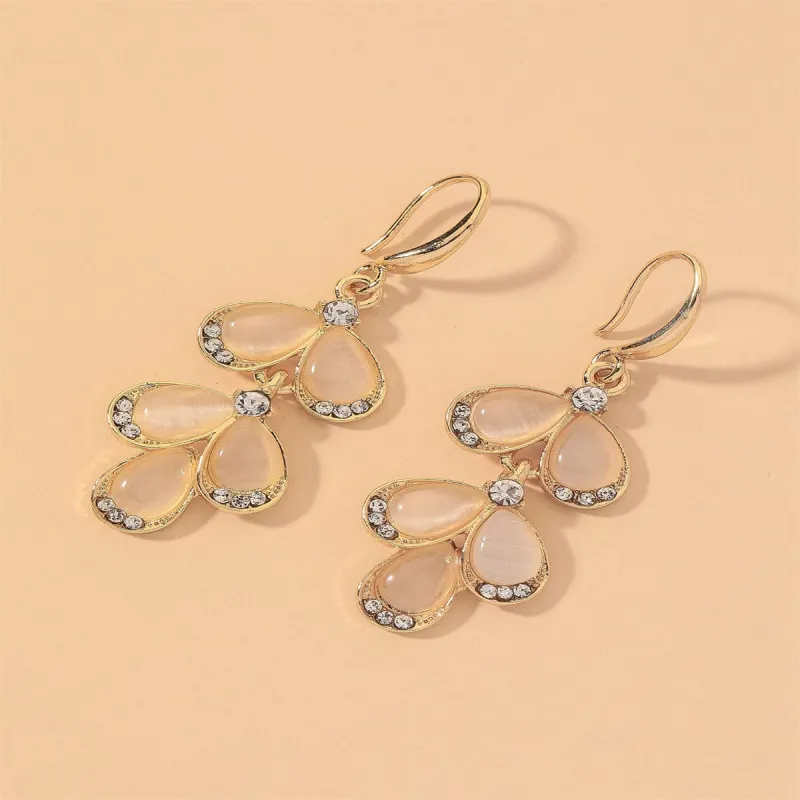 Cubic Zirconia & Cat's Eye Teardrop Cluster Drop Earrings made by Zulily