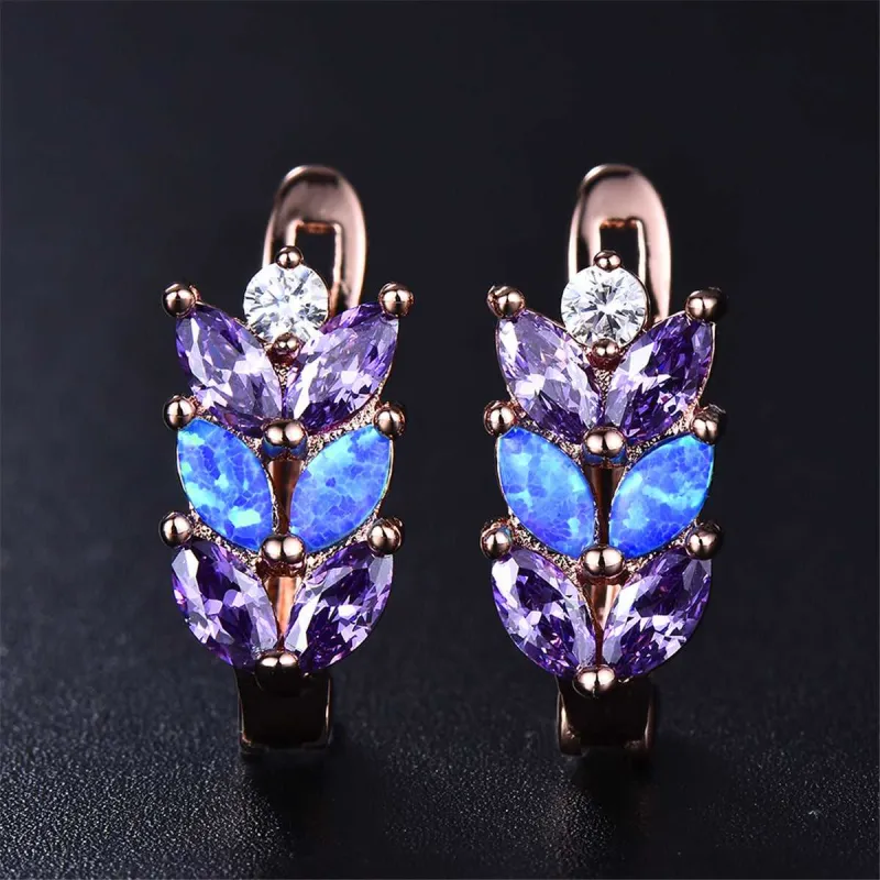 Purple Crystal & Blue Opal Leverback Earrings made by Zulily