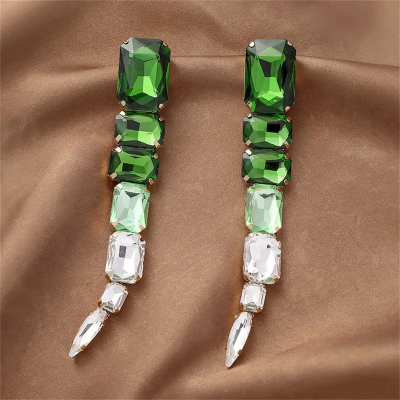Green Crystal & Goldtone Snake Drop Earrings made by Zulily