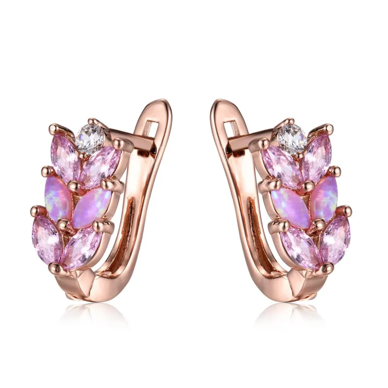 Pink Opal & Cubic Zirconia Rose Goldtone Leverback Earrings made by Zulily