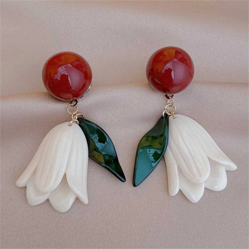 Red & White Flower Drop Earrings made by Zulily
