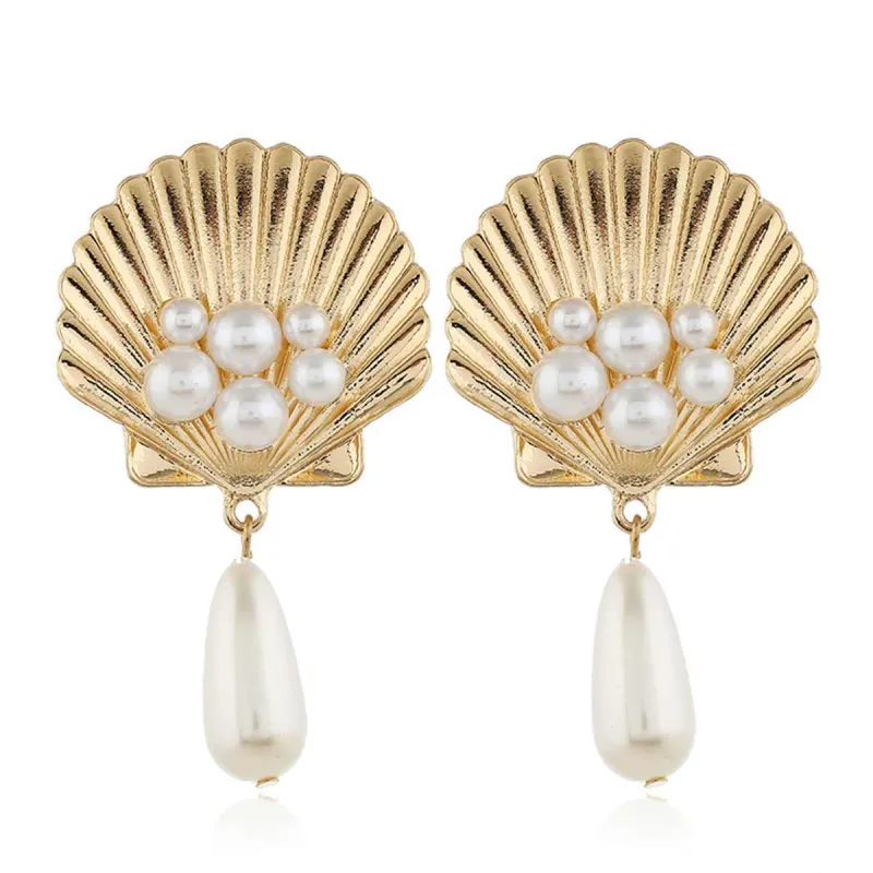 Pearl & Goldtone Seashell Drop Earrings made by Zulily