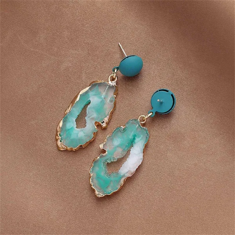 Blue Resin & Enamel Geode Drop Earrings made by Zulily