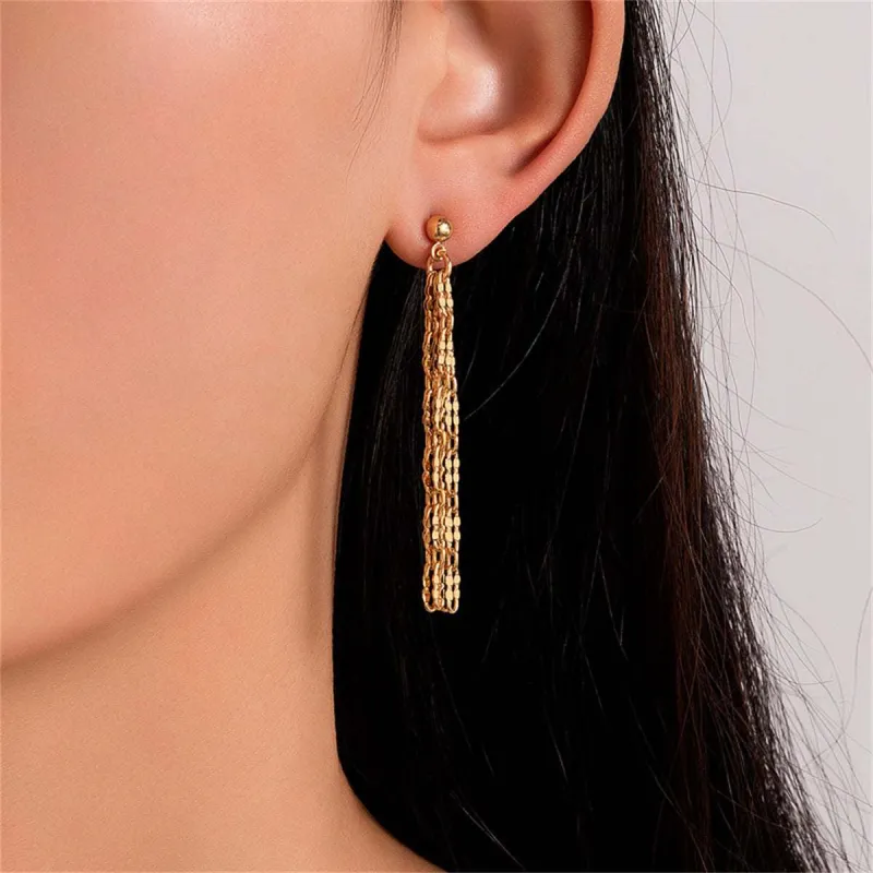 Goldtone Link Tassel Drop Earrings made by Zulily