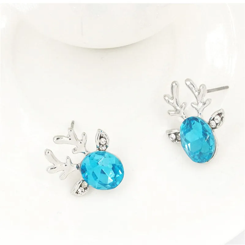 Blue Crystal & Silvertone Reindeer Stud Earring made by Zulily