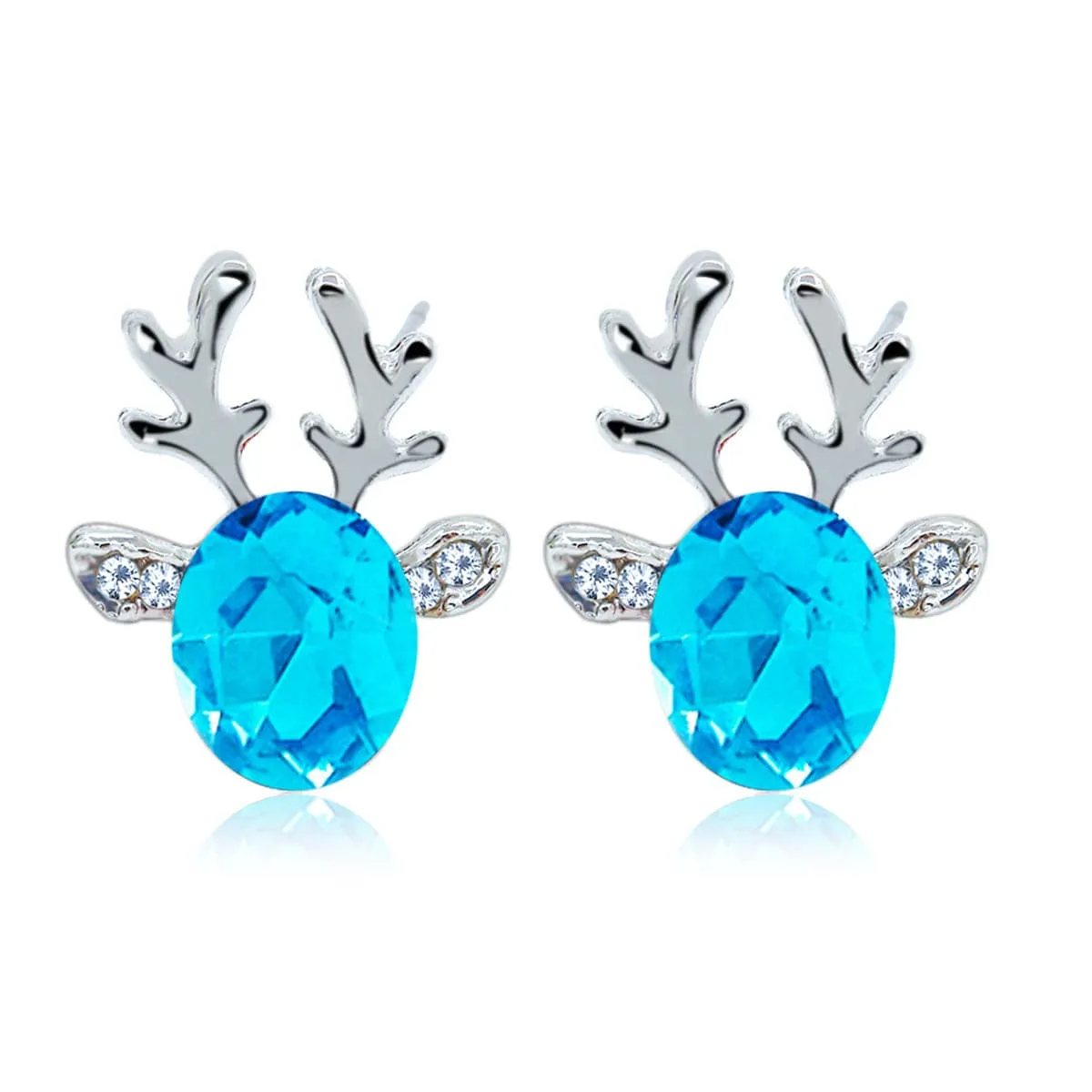 Blue Crystal & Silvertone Reindeer Stud Earring sold by Zulily product image thumbnail 2