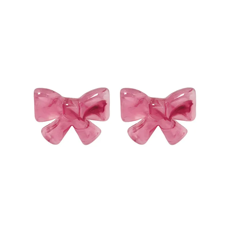 Pink & Silvertone Bow Stud Earrings made by Zulily