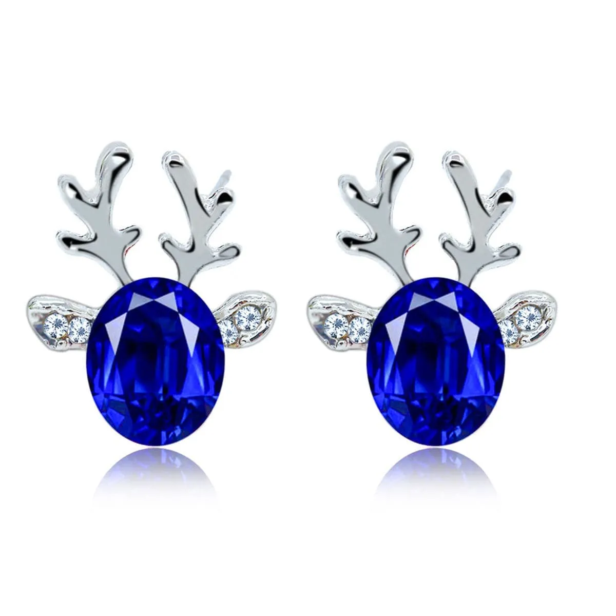 Blue Crystal & Cubic Zirconia Reindeer Oval Stud Earrings sold by Zulily