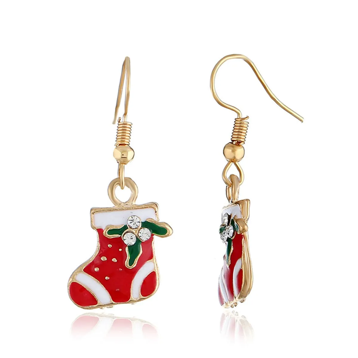 Red Enamel & Cubic Zirconia Stocking Drop Earrings sold by Zulily product image thumbnail 2