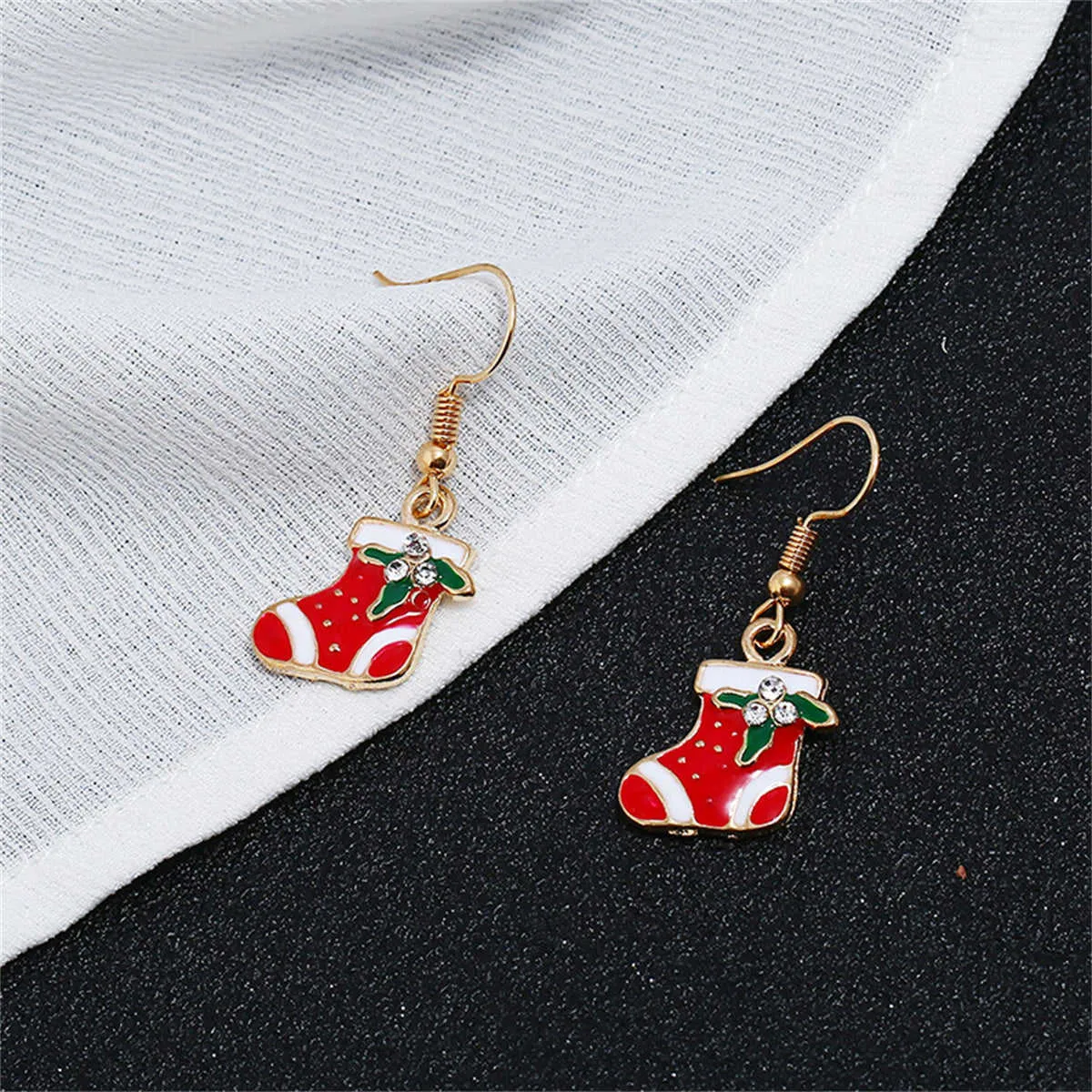 Red Enamel & Cubic Zirconia Stocking Drop Earrings sold by Zulily product image thumbnail 3