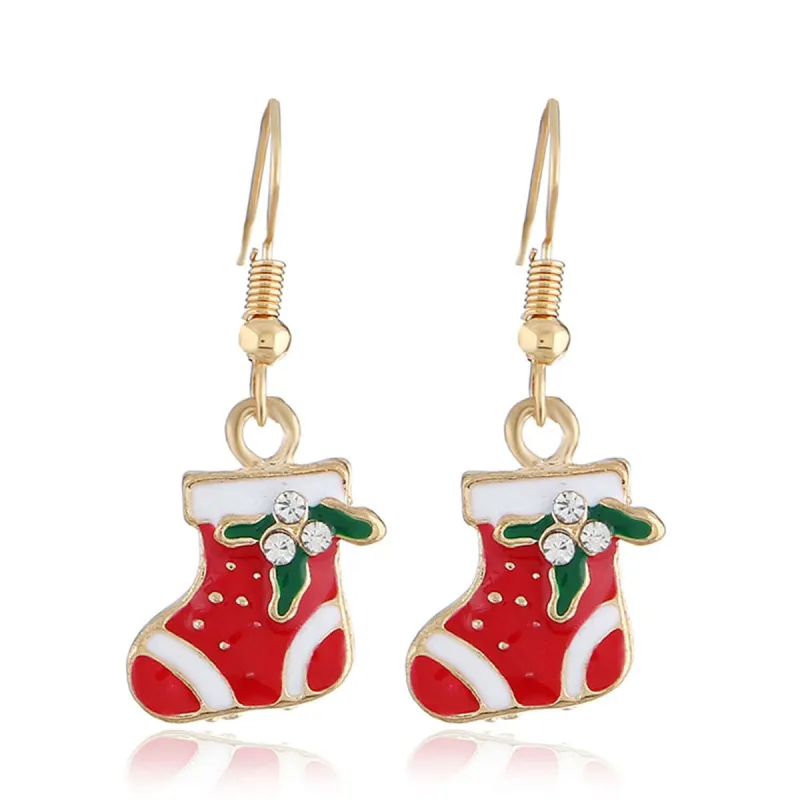 Red Enamel & Cubic Zirconia Stocking Drop Earrings made by Zulily