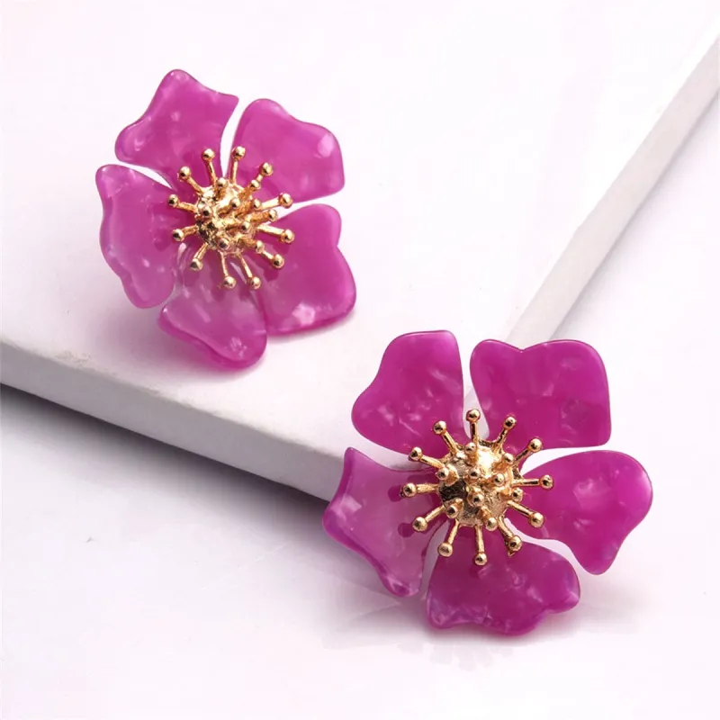 Rose Acrylic & Goldtone Flower Stud Earrings made by Zulily