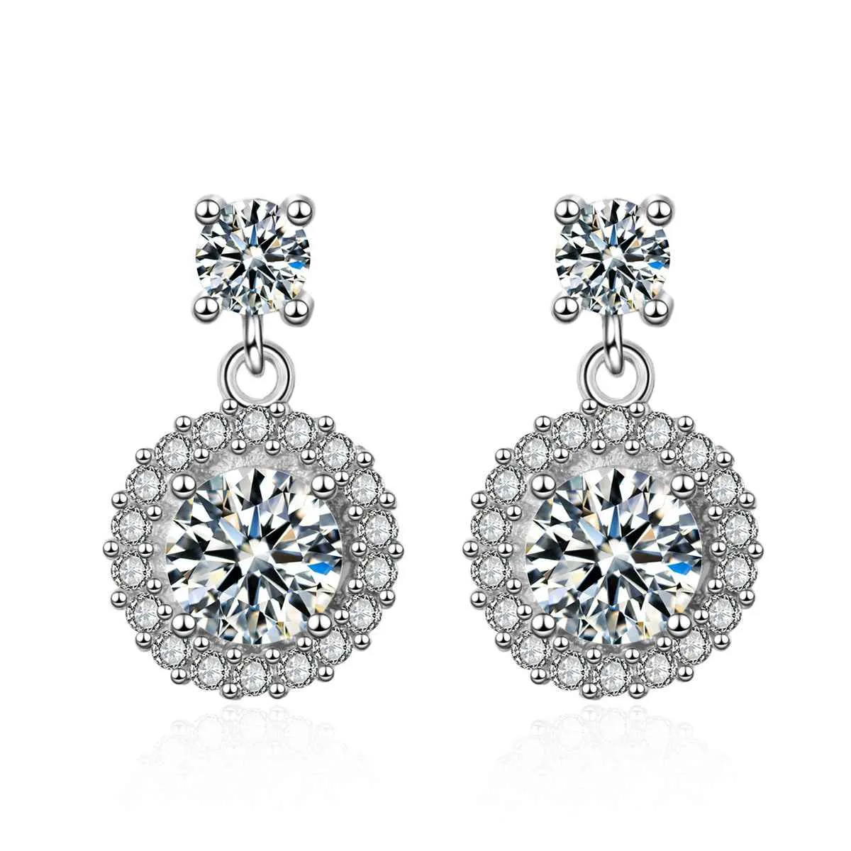 Cubic Zirconia & Silvertone Round-Cut Halo Drop Earrings sold by Zulily