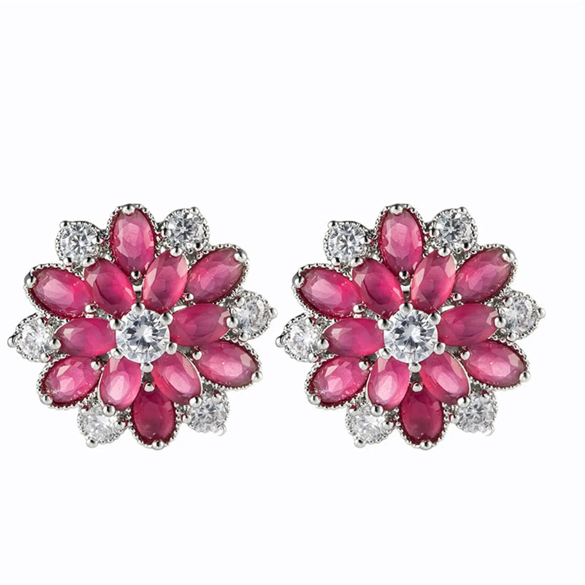 Rose Crystal & Cubic Zirconia Floral Stud Earrings sold by Zulily product image thumbnail 2