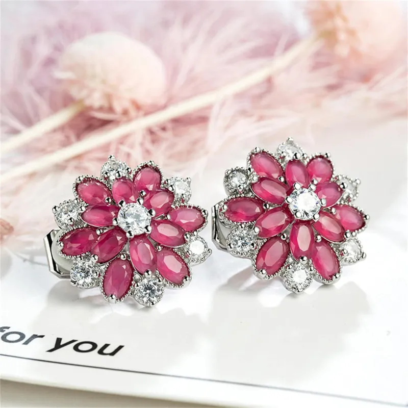 Rose Crystal & Cubic Zirconia Floral Stud Earrings made by Zulily
