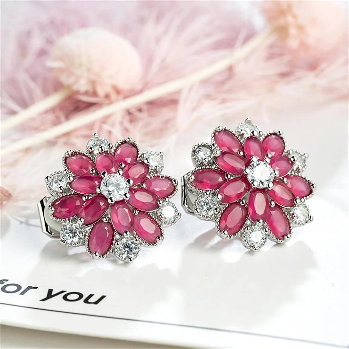 Rose Crystal & Cubic Zirconia Floral Stud Earrings sold by Zulily