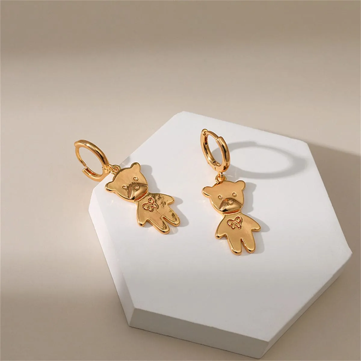 Goldtone Bear Huggie Earrings sold by Zulily product image thumbnail 2