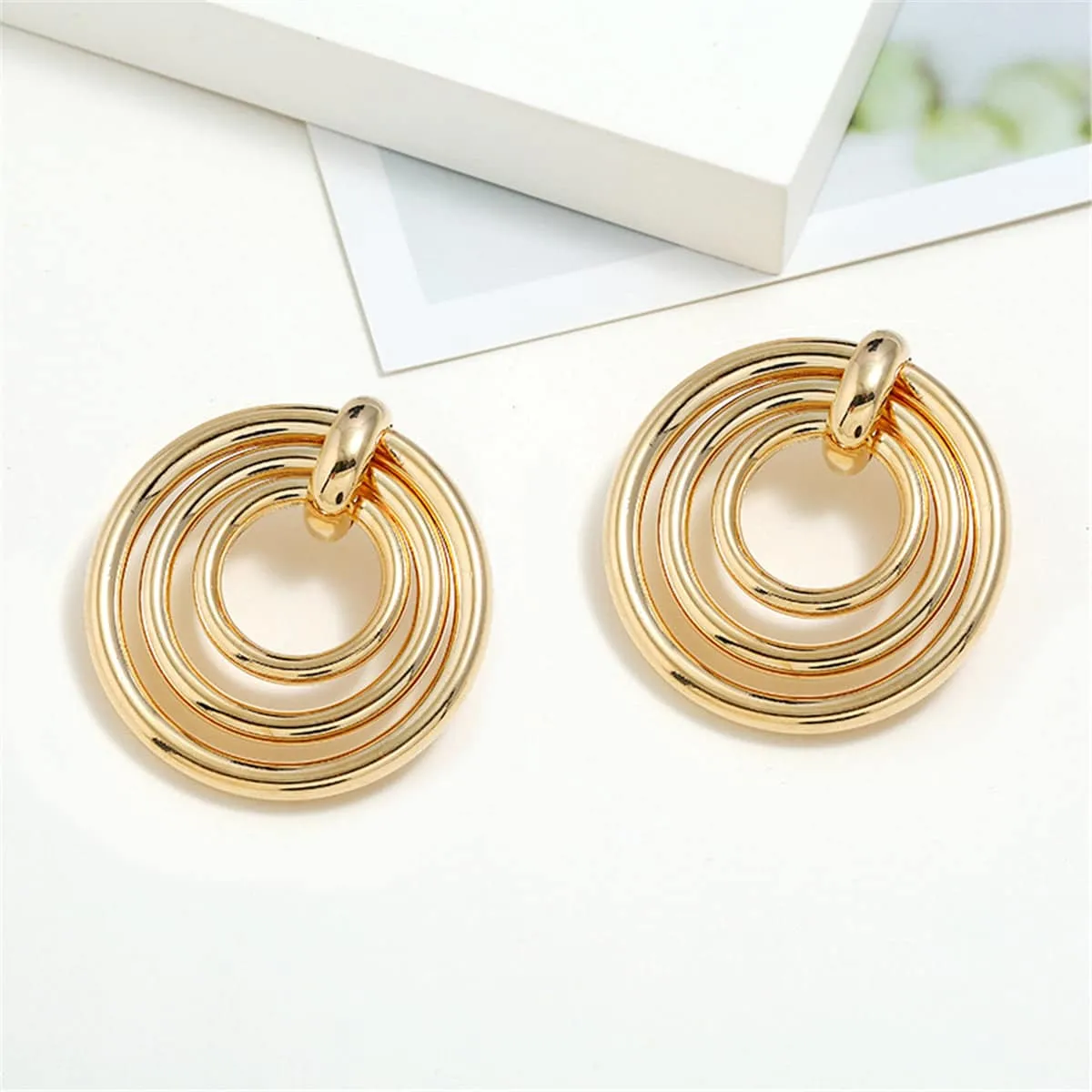 Goldtone Layered-Rings Drop Earrings sold by Zulily product image thumbnail 2