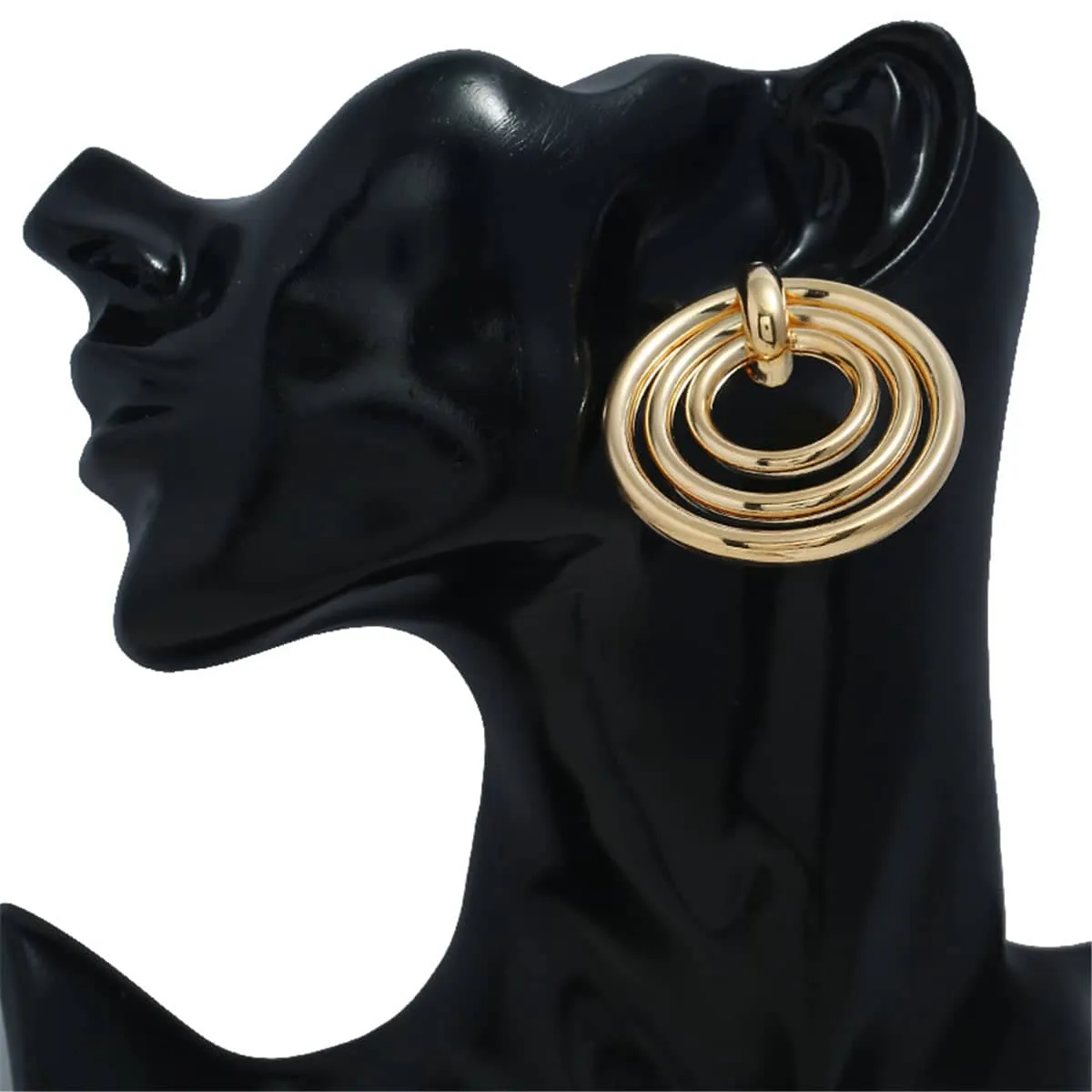 Goldtone Layered-Rings Drop Earrings sold by Zulily product image thumbnail 3