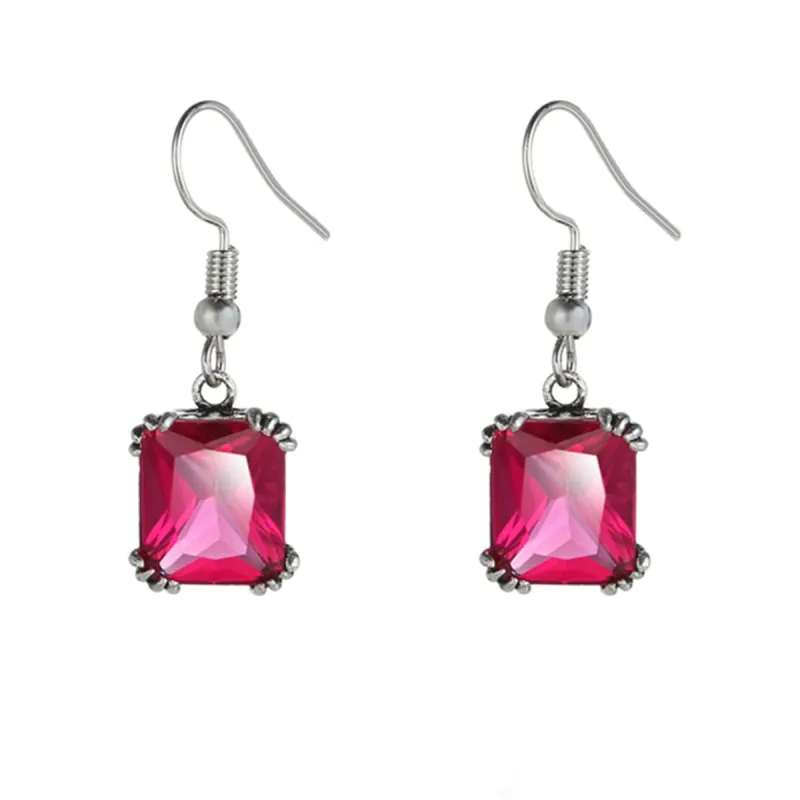 Rose Crystal & Silvertone Princess-Cut Drop Earrings made by Zulily