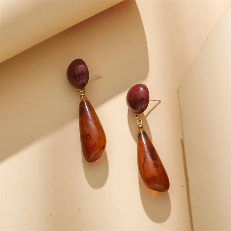 Brown Resin & Goldtone Drop Earrings made by Zulily