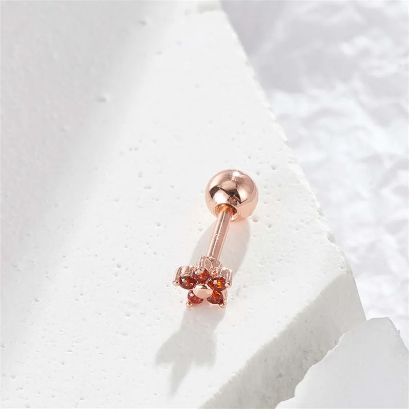 Red Cubic Zirconia & Rose Goldtone Star Stud Earrings made by Zulily