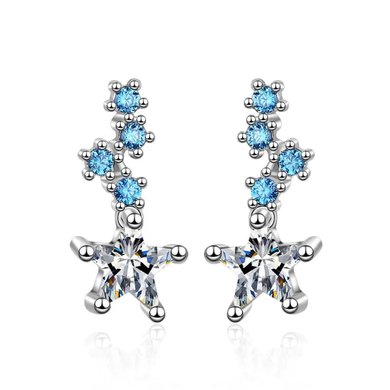 Blue & White Cubic Zirconia Star Drop Earrings made by Zulily