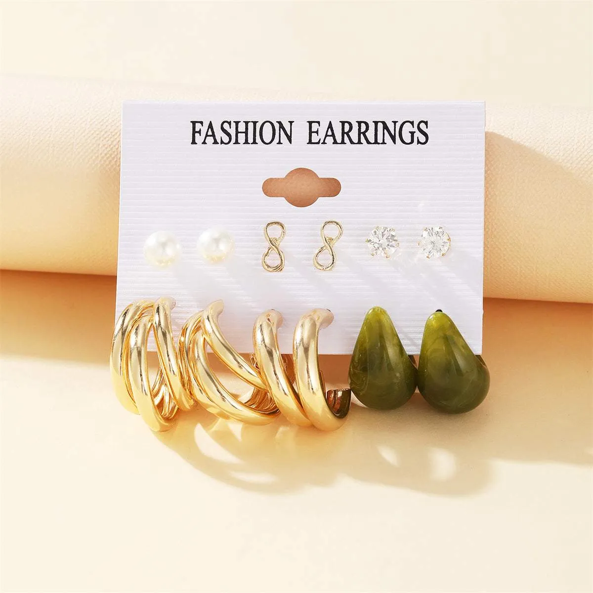 Pearl & Cubic Zirconia Goldtone Infinity Earring Set sold by Zulily product image thumbnail 3