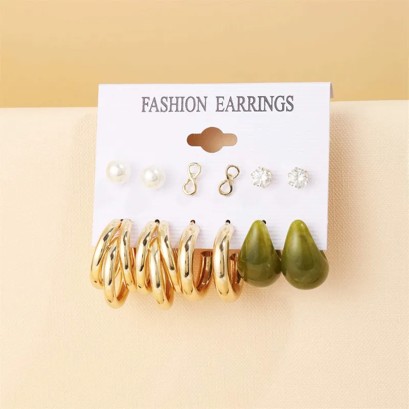 Pearl & Cubic Zirconia Goldtone Infinity Earring Set made by Zulily
