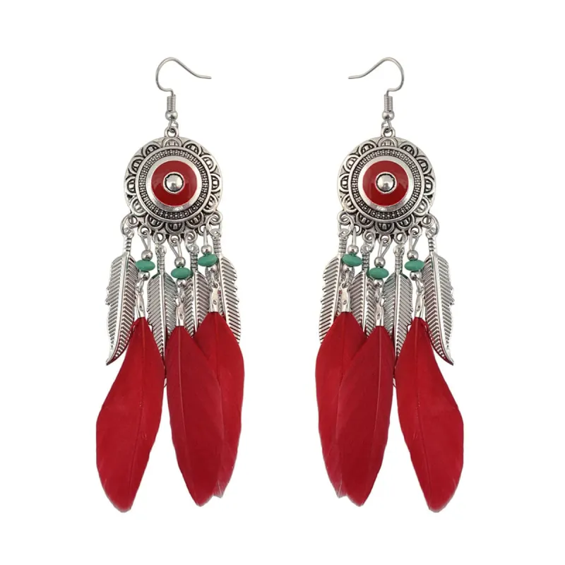 Red & Silvertone Feather Dreamcatcher Drop Earrings made by Zulily