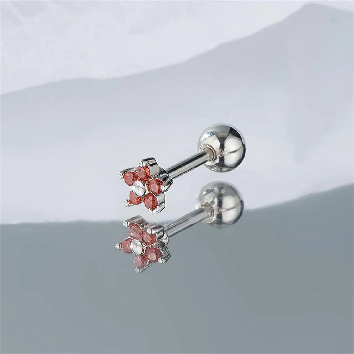 Red Cubic Zirconia & Silvertone Star Stud Earrings sold by Zulily product image thumbnail 3