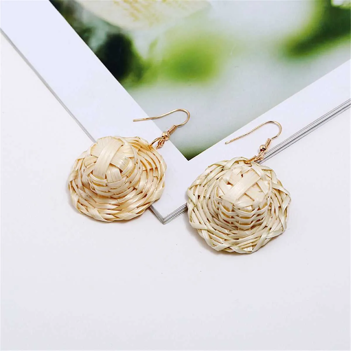Goldtone Rattan Hat Drop Earrings sold by Zulily