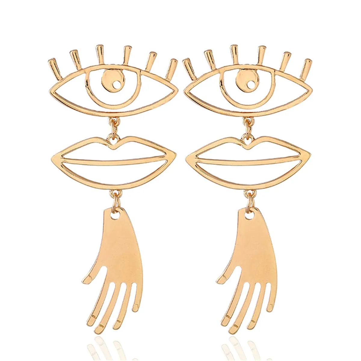 Goldtone Eye & Lip Drop Earrings sold by Zulily
