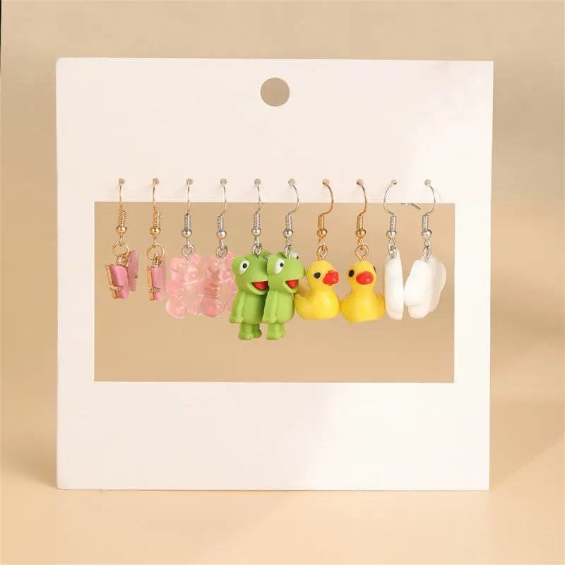 Green Resin & Polymer Clay Two Tone Frog Drop Earrings Set made by Zulily