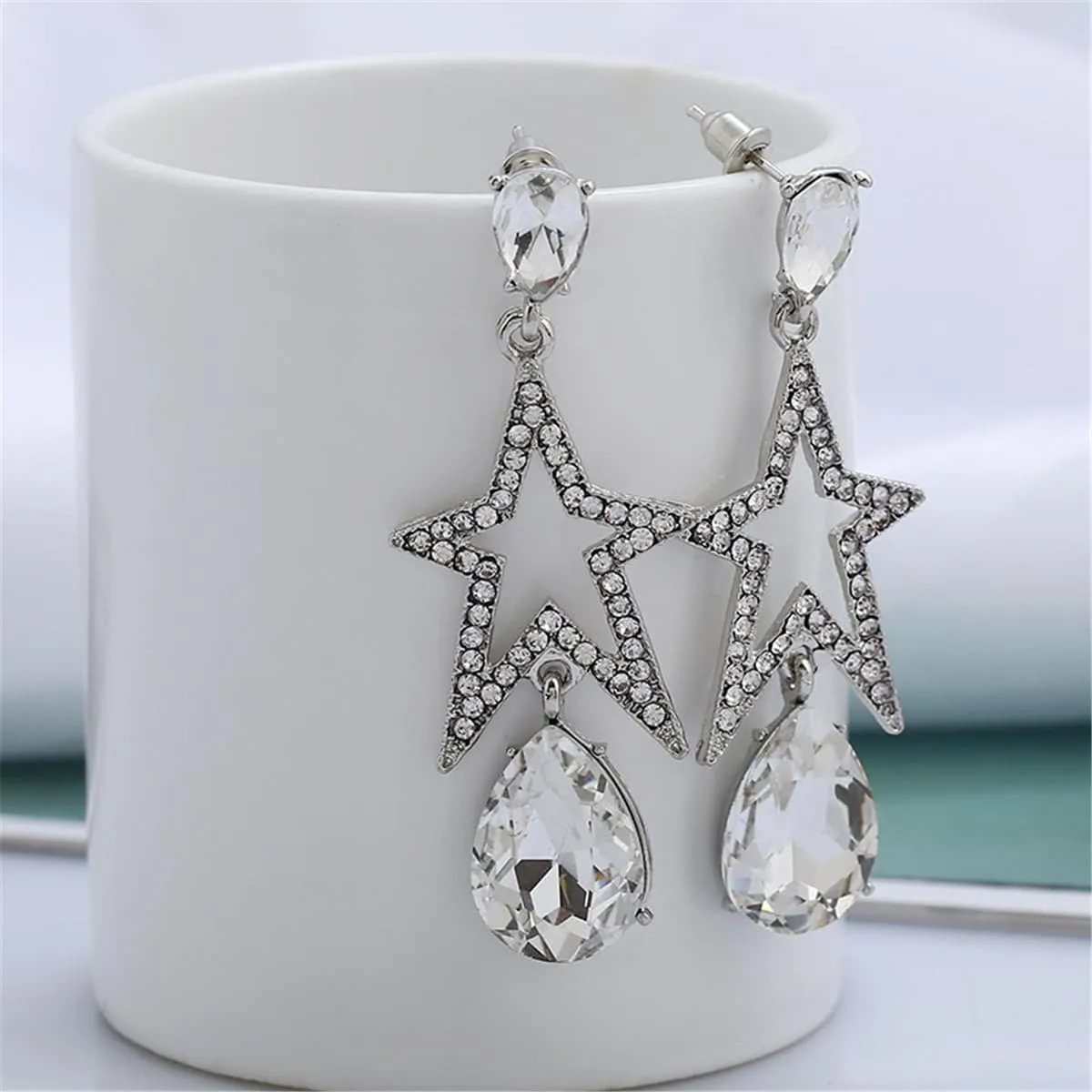 Crystal & Cubic Zirconia Star Drop Earrings sold by Zulily product image thumbnail 3