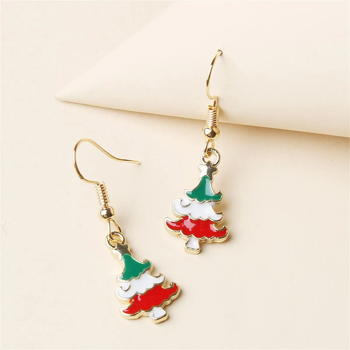 Red & Goldtone Christmas Tree Drop Earrings sold by Zulily product image thumbnail 3