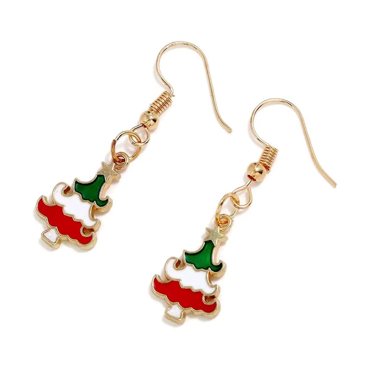 Red & Goldtone Christmas Tree Drop Earrings sold by Zulily product image thumbnail 2