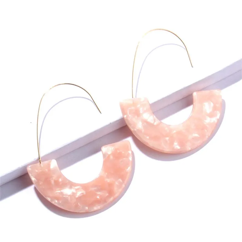 Pink Acrylic & Goldtone Tortoise-Print Arc Huggie Earrings made by Zulily