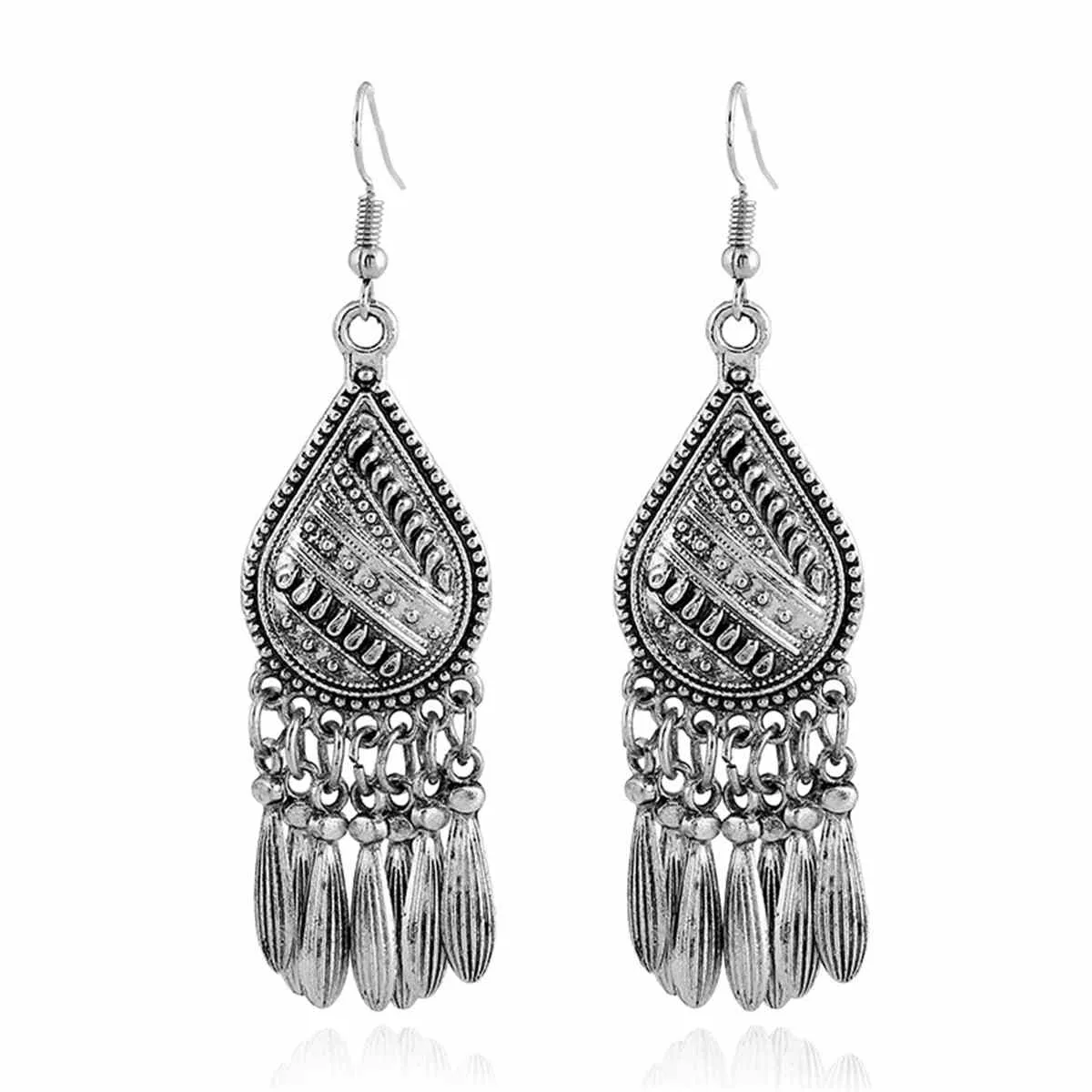 Silvertone Tassel Teardrop Earrings sold by Zulily product image thumbnail 2