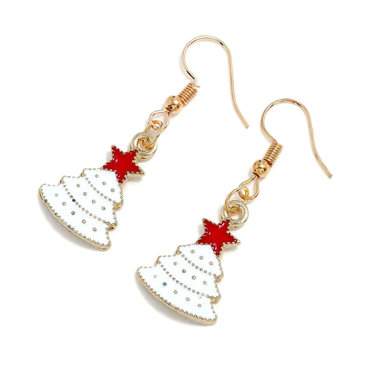 White & Goldtone Christmas Tree & Star Drop Earrings sold by Zulily product image thumbnail 2