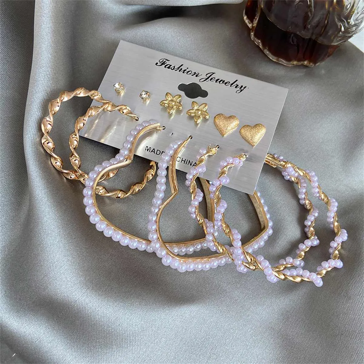Cubic Zirconia & Pearl Goldtone Hoop & Stud Earrings Set sold by Zulily product image thumbnail 3