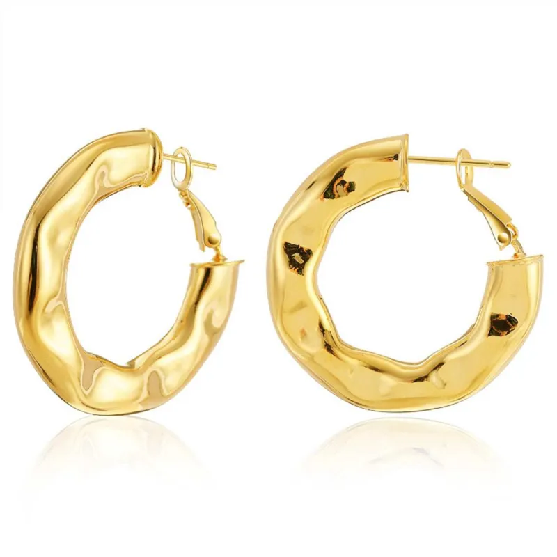 Goldtone Hammered Geometric Hoop Earrings made by Zulily