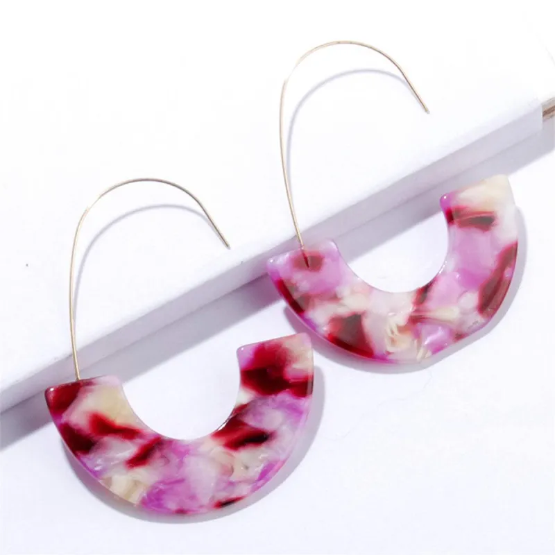 Purple Acrylic & Goldtone Tortoise-Print Arc Huggie Earrings made by Zulily