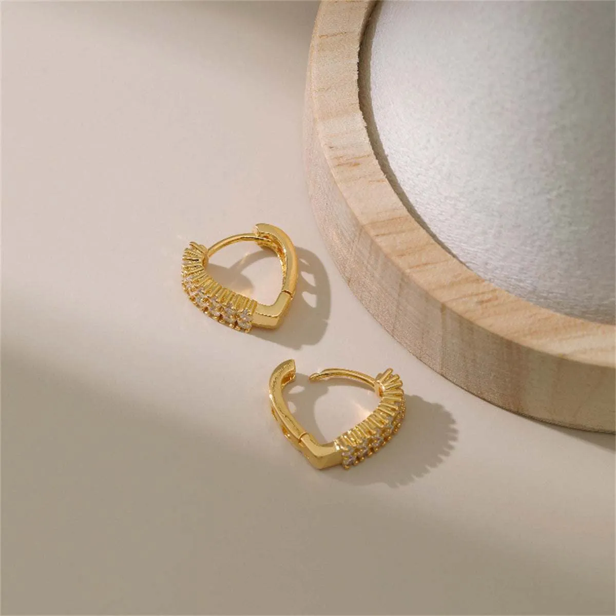 Cubic Zirconia & Goldtone Prong-Set Heart Hoop Earrings sold by Zulily product image thumbnail 3